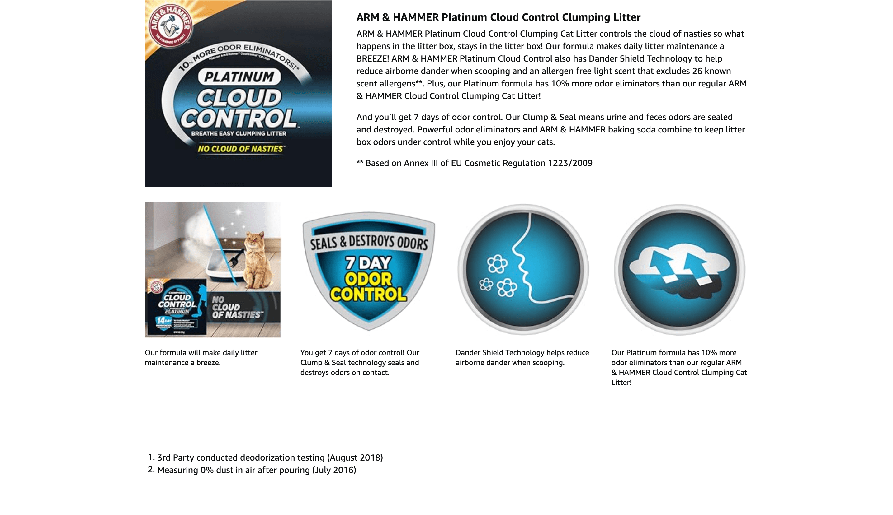 Amazon.com : ARM & HAMMER Cloud Control Platinum Clumping Cat Litter Odor Control: A+ Premium