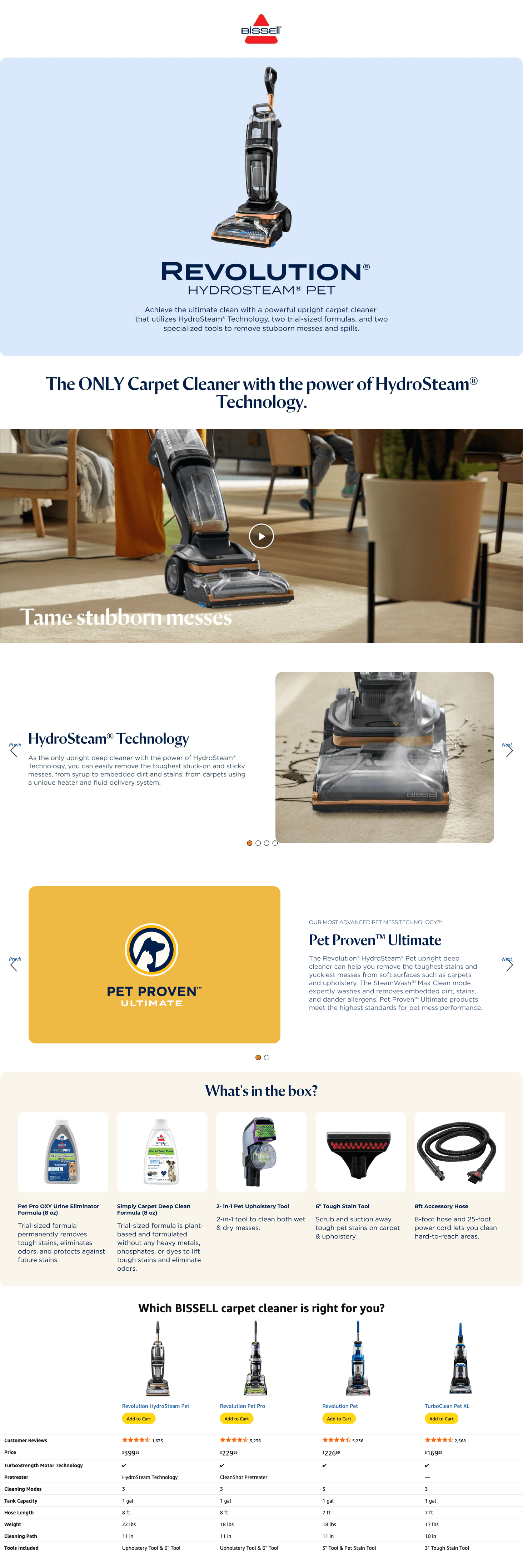 Amazon.com: BISSELL Revolution HydroSteam Pet Carpet Cleaner: A+ Premium