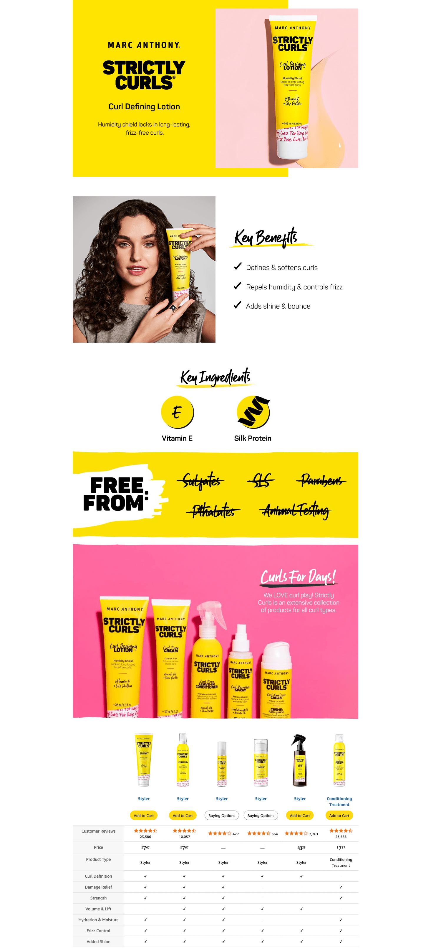 A+ Premium for Amazon.com: Marc Anthony Strictly Curls Curl Defining Styling Lotion
