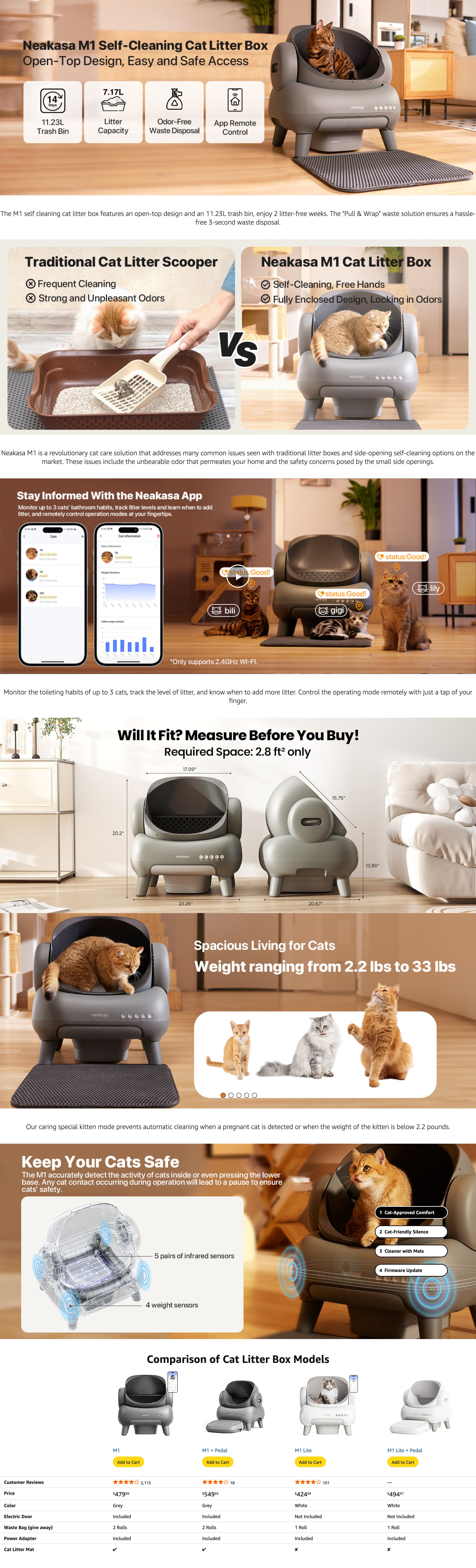 Amazon.com: Neakasa M1 Open-Top Self Cleaning Cat Litter Box: A+ Premium