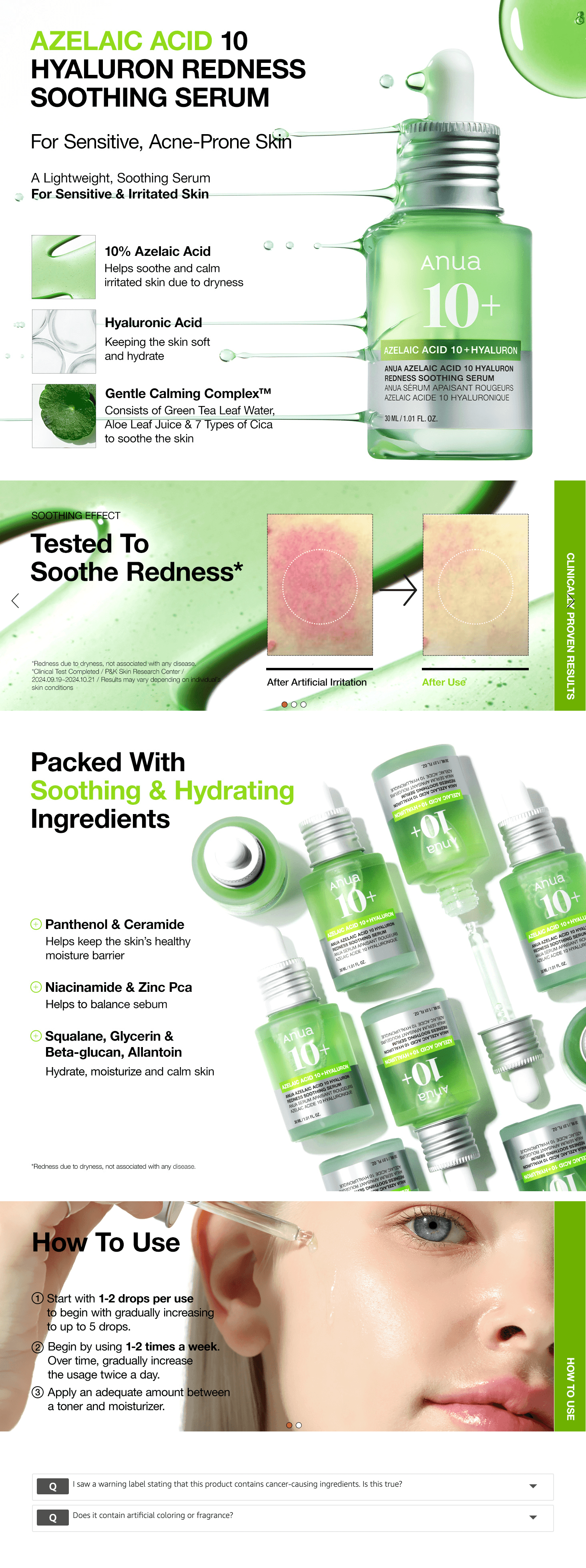 A+ Premium for Amazon.com: Anua Azelaic Acid 10 Hyaluron Redness Soothing Serum