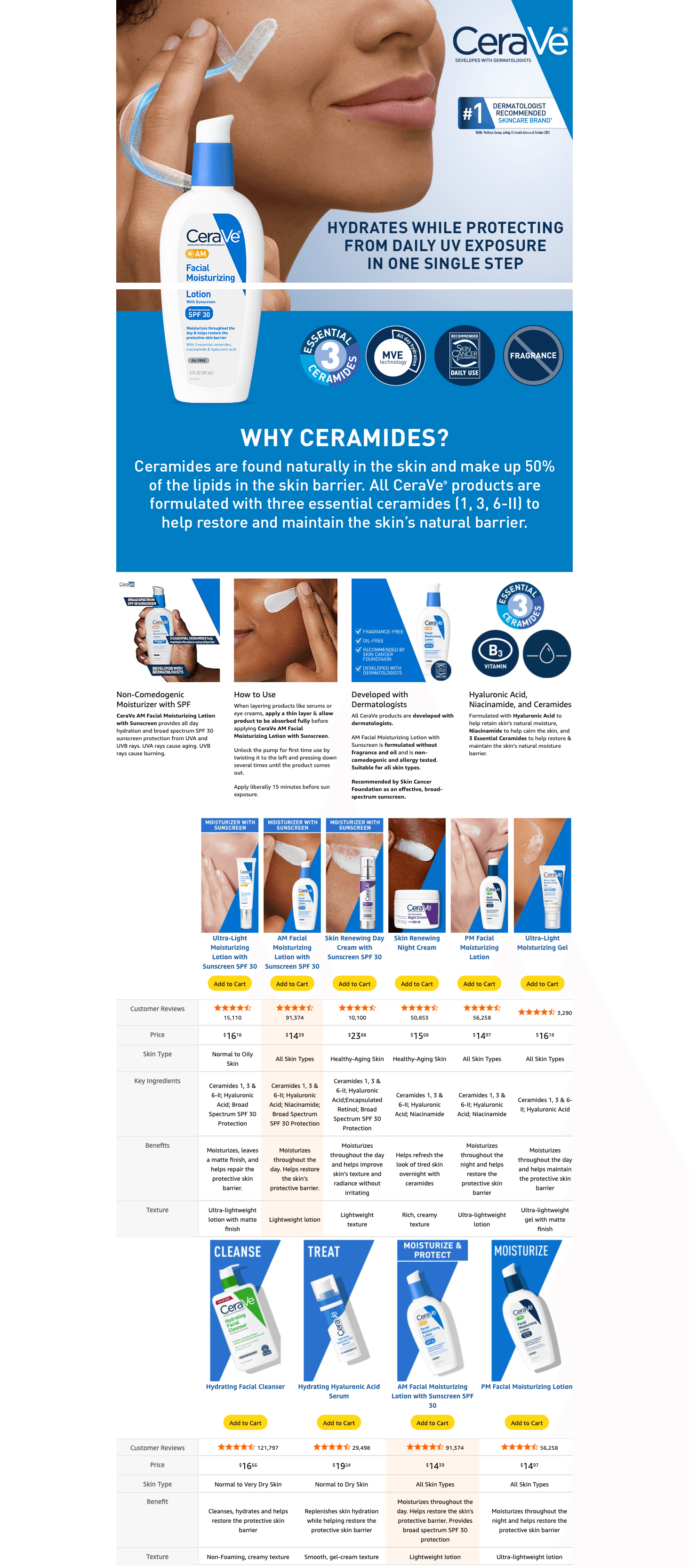 A+ Premium for Amazon.com: CeraVe AM Facial Moisturizing Lotion with SPF 30