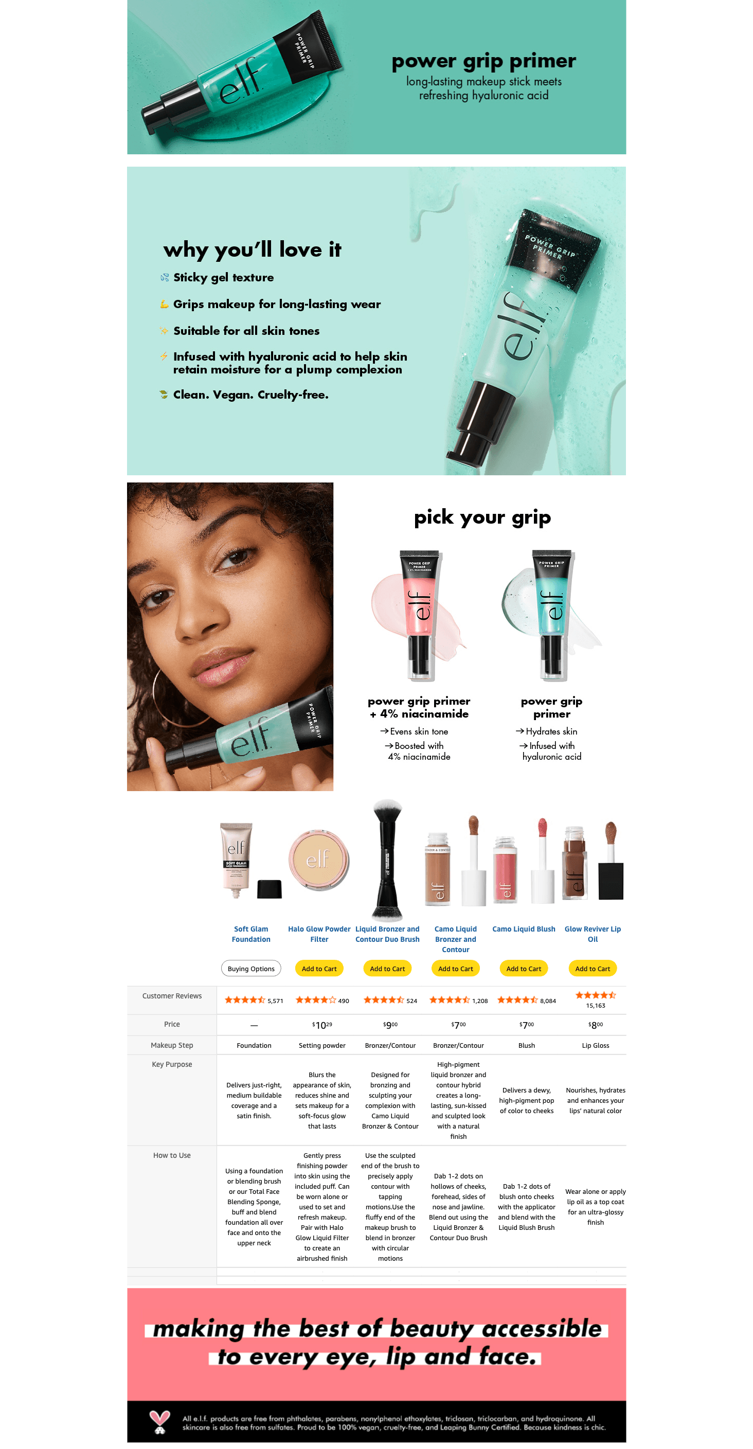 Amazon.com: e.l.f. Power Grip Primer: A+ Premium