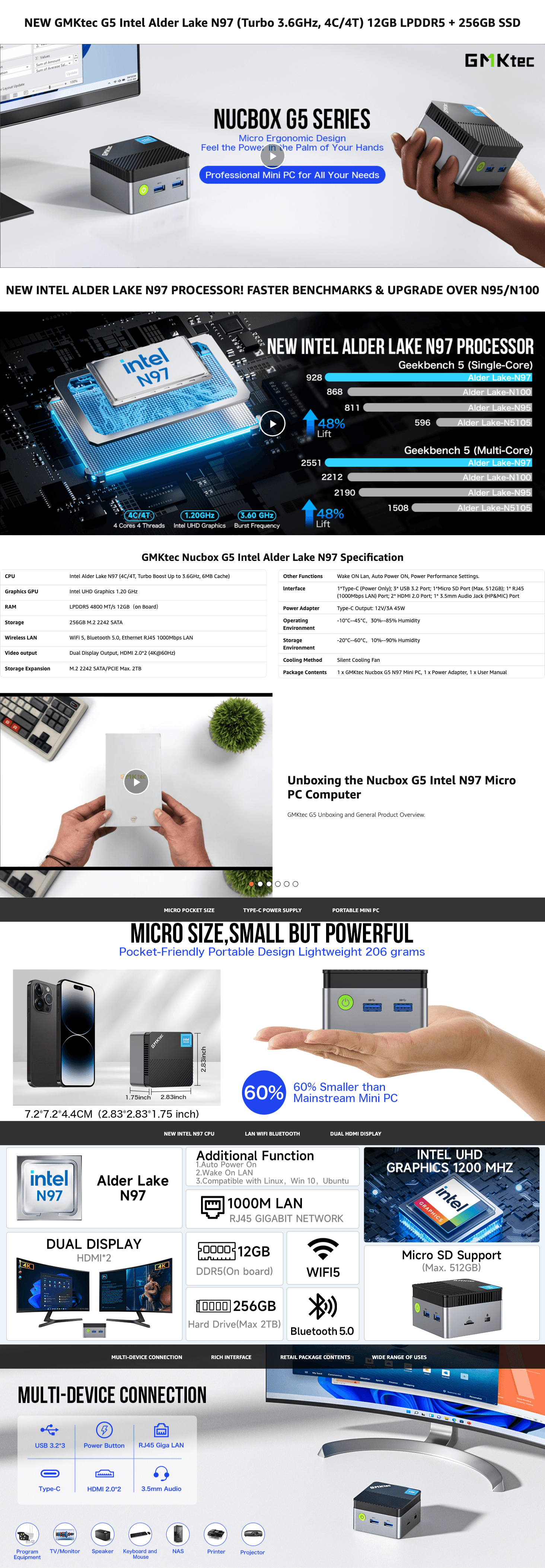 Amazon.com: GMKtec Mini PC N97 Preinstalled Windows 11 Pro: A+ Premium