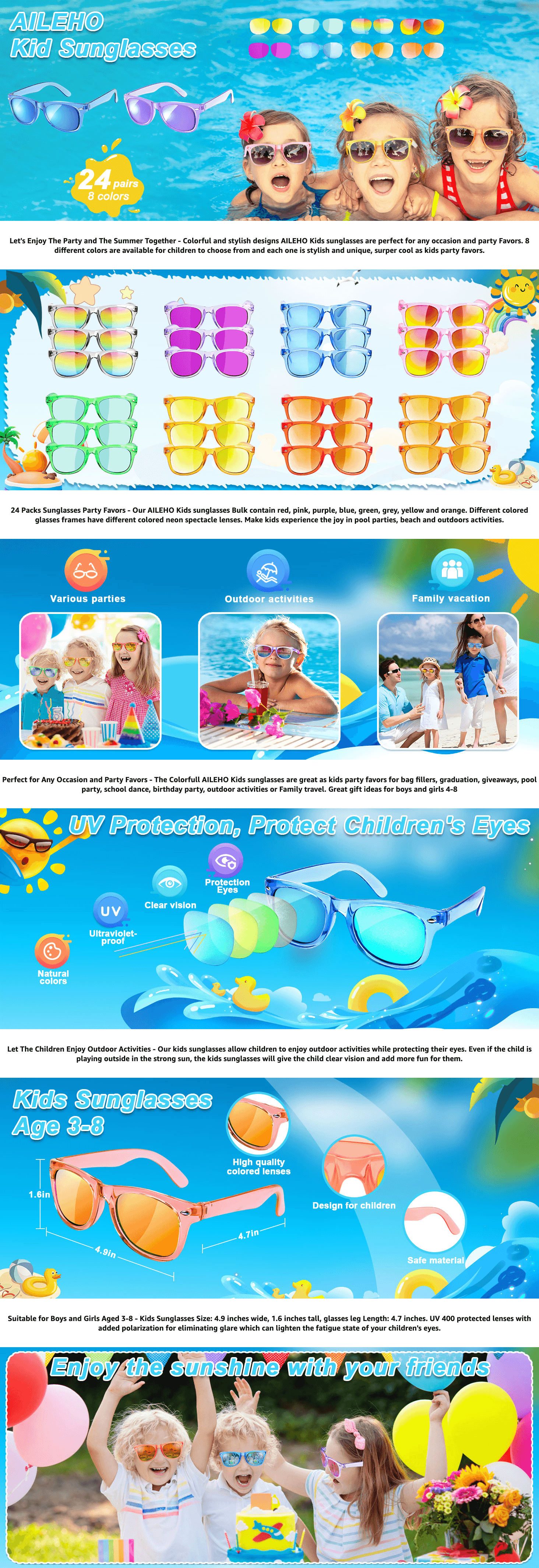 Amazon.com: Kids Sunglasses Bulk Party Favors: A+ Premium