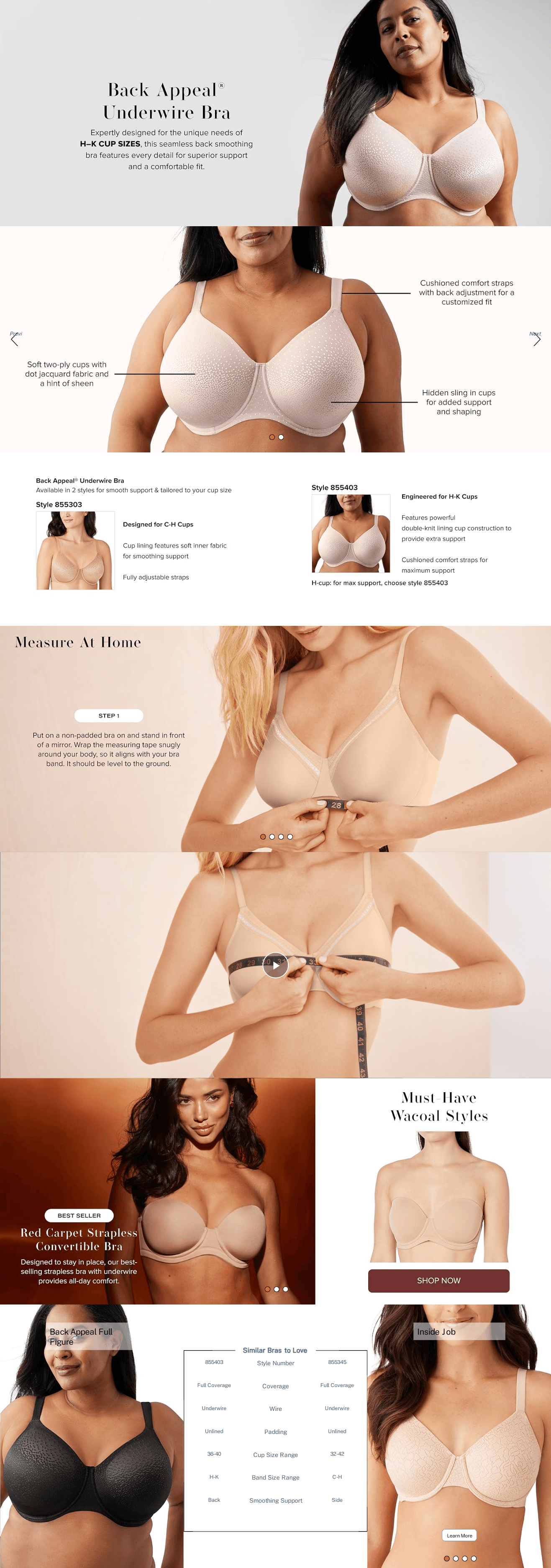 A+ Premium for Wacoal Women's Back Appeal Unlined Full Coverage Underwire Bra