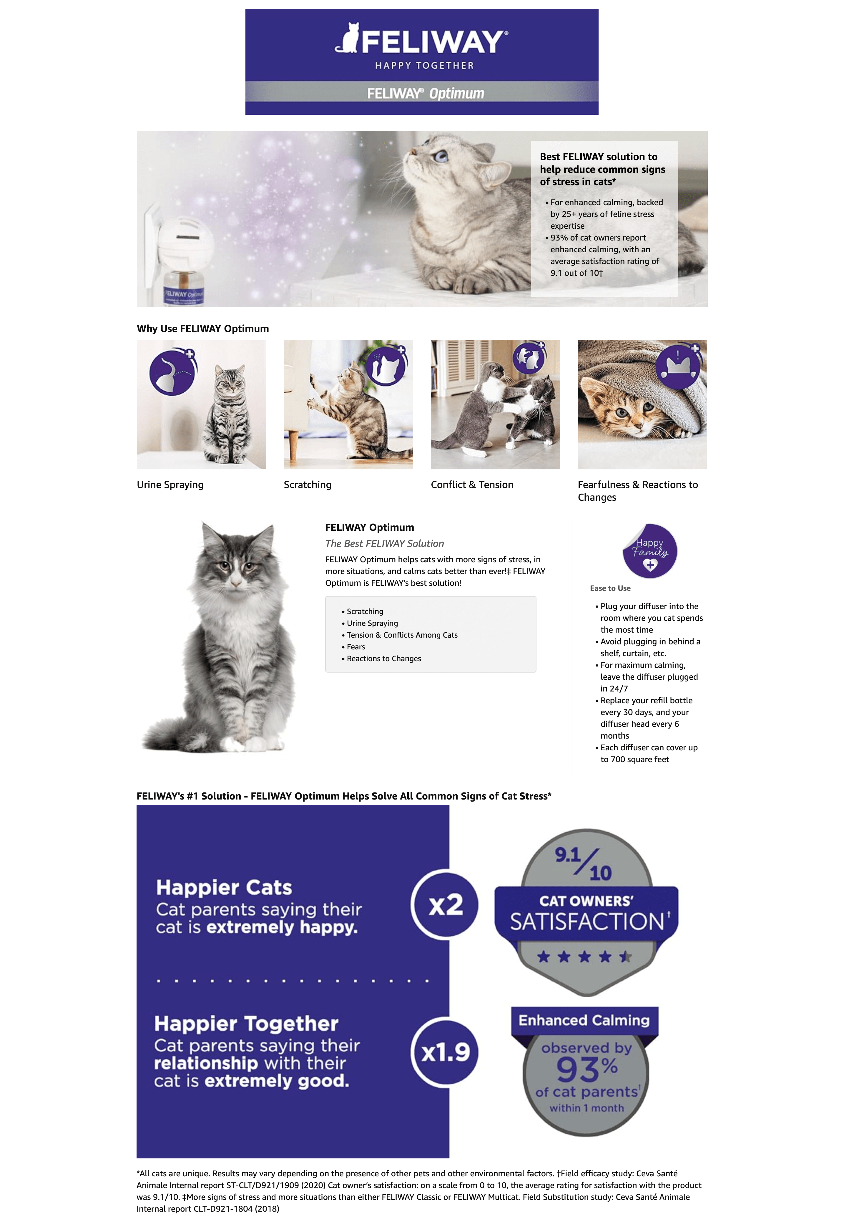 Amazon.com : FELIWAY Optimum 6 x 30 Day Cat Calming Refills for Pheromone Diffuser: A+ Premium