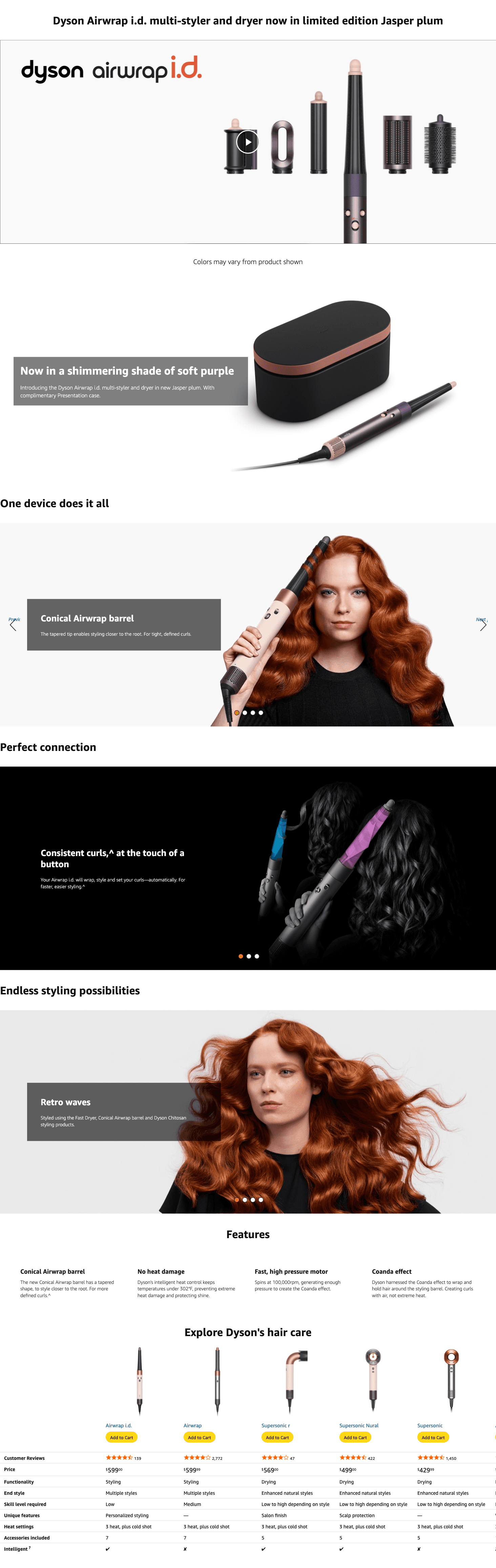 Amazon.com: Limited Edition Dyson Airwrap i.d.™ Multi-Styler and Dryer Straight+Wavy in…: A+ Premium