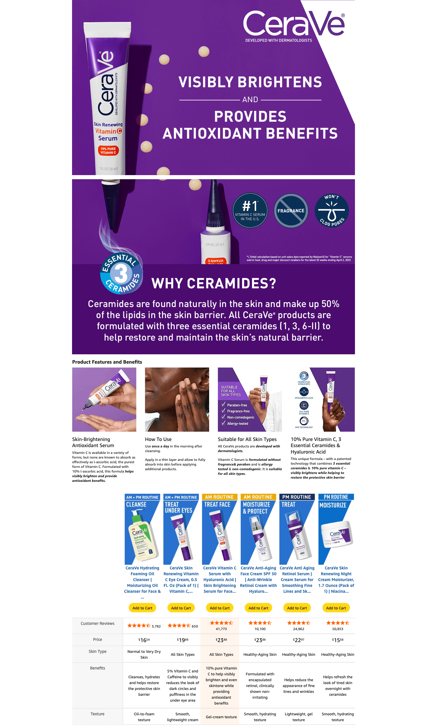 A+ Premium for Amazon.com: CeraVe Vitamin C Serum with Hyaluronic Acid