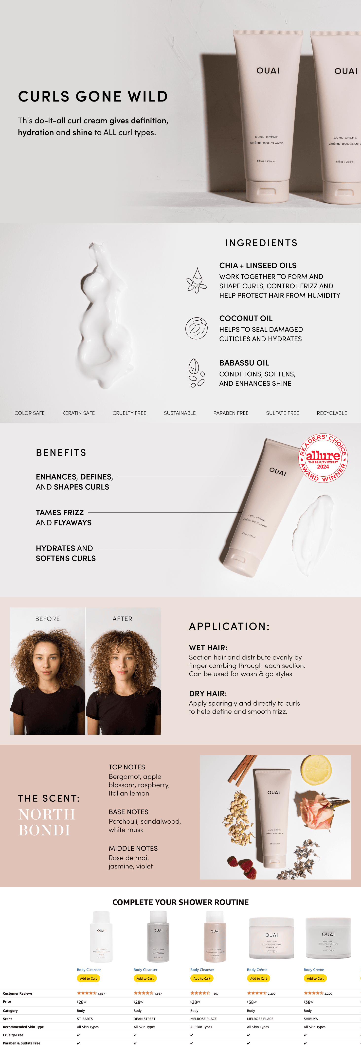 A+ Premium for Amazon.com: OUAI Curl Cream