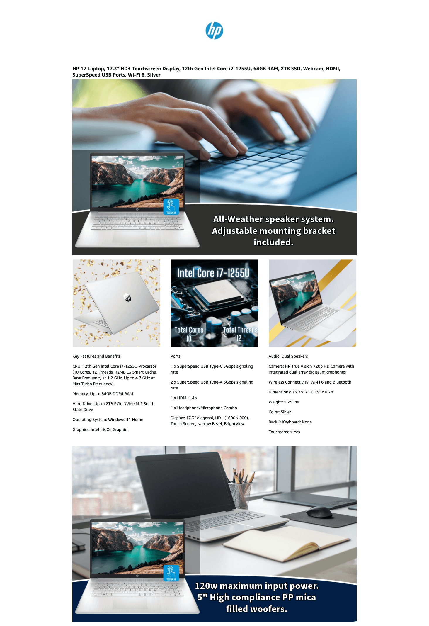 Amazon.com: HP 17 Laptop: A+ Premium