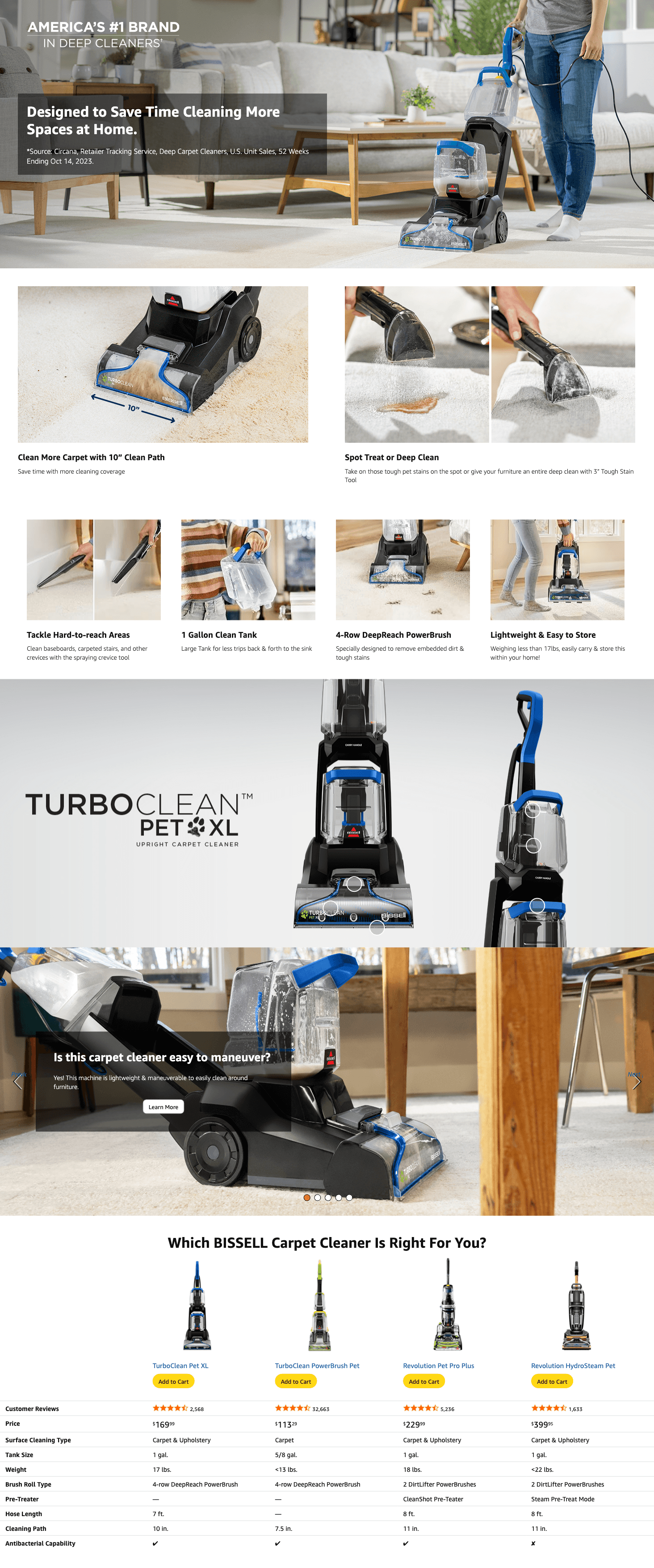 Amazon.com: BISSELL TurboClean Pet XL Upright Carpet Cleaner: A+ Premium