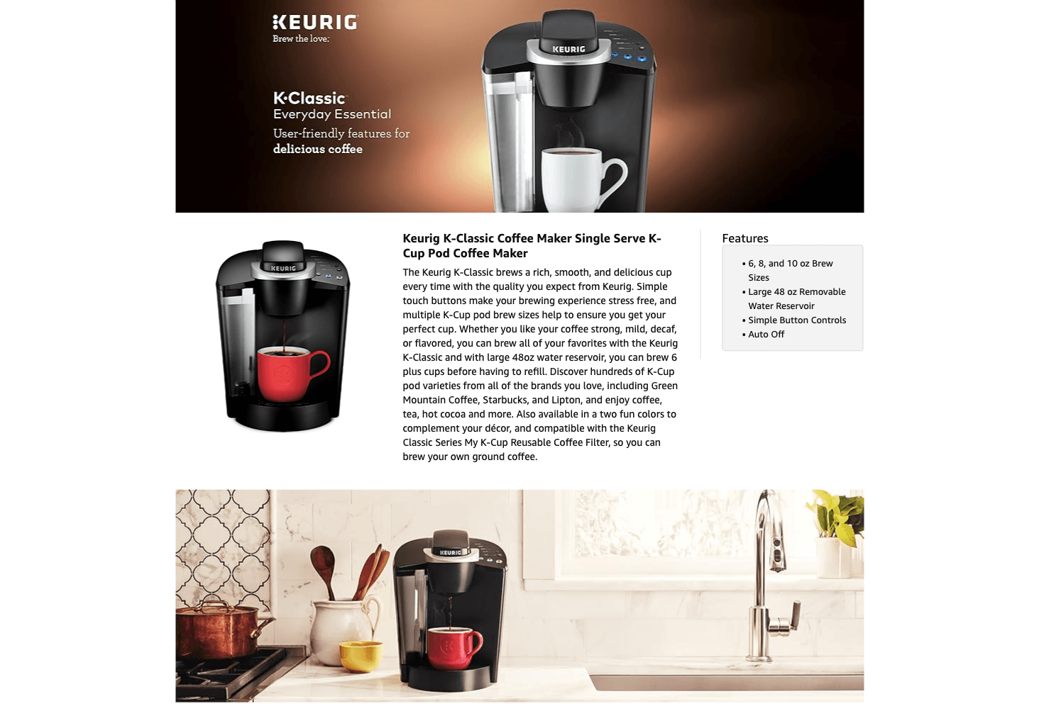 Amazon.com: Keurig K-Classic Single Serve K-Cup Pod Coffee Maker: A+ Premium