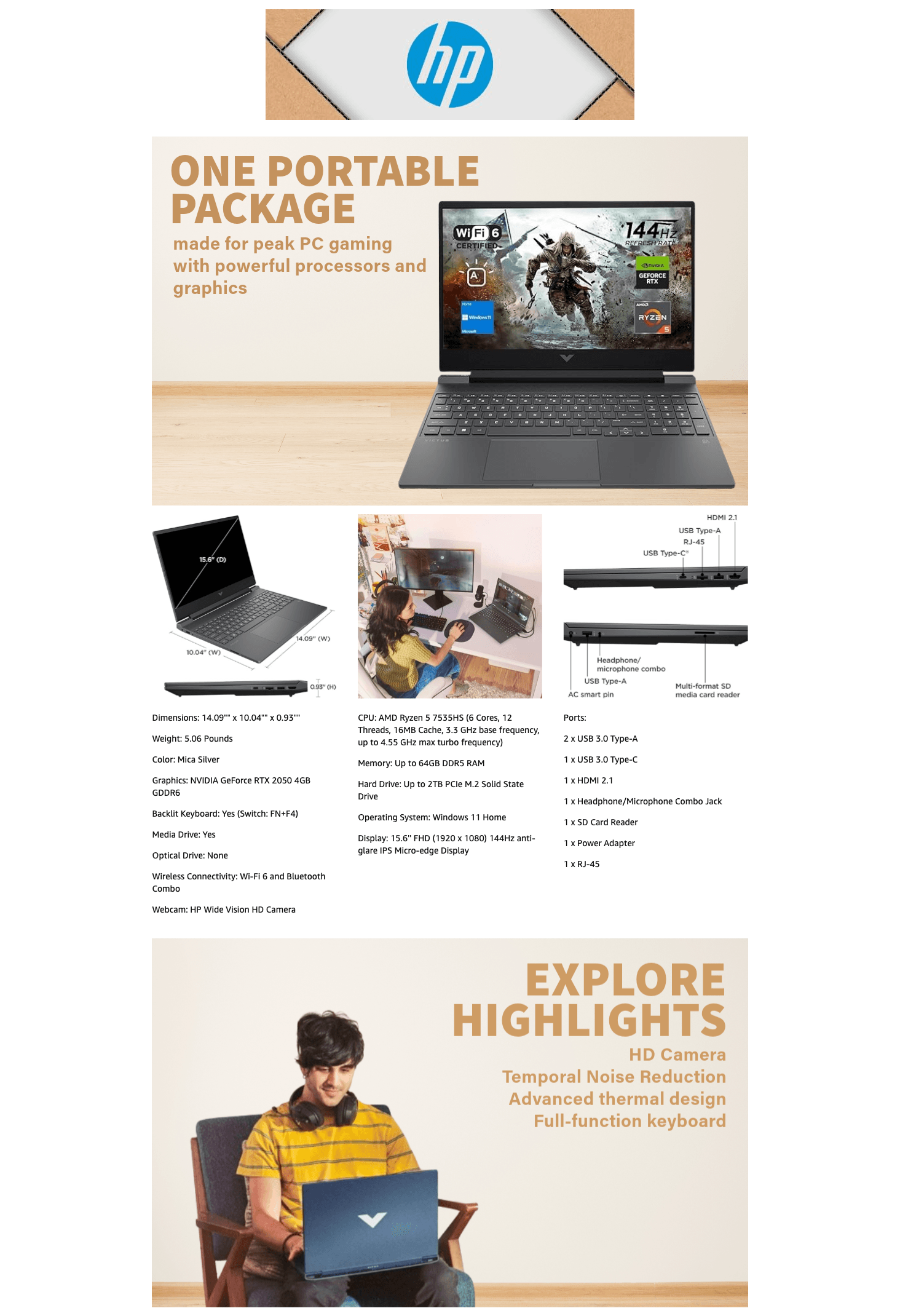 Amazon.com: HP Victus 15 Gaming Laptop: A+ Premium