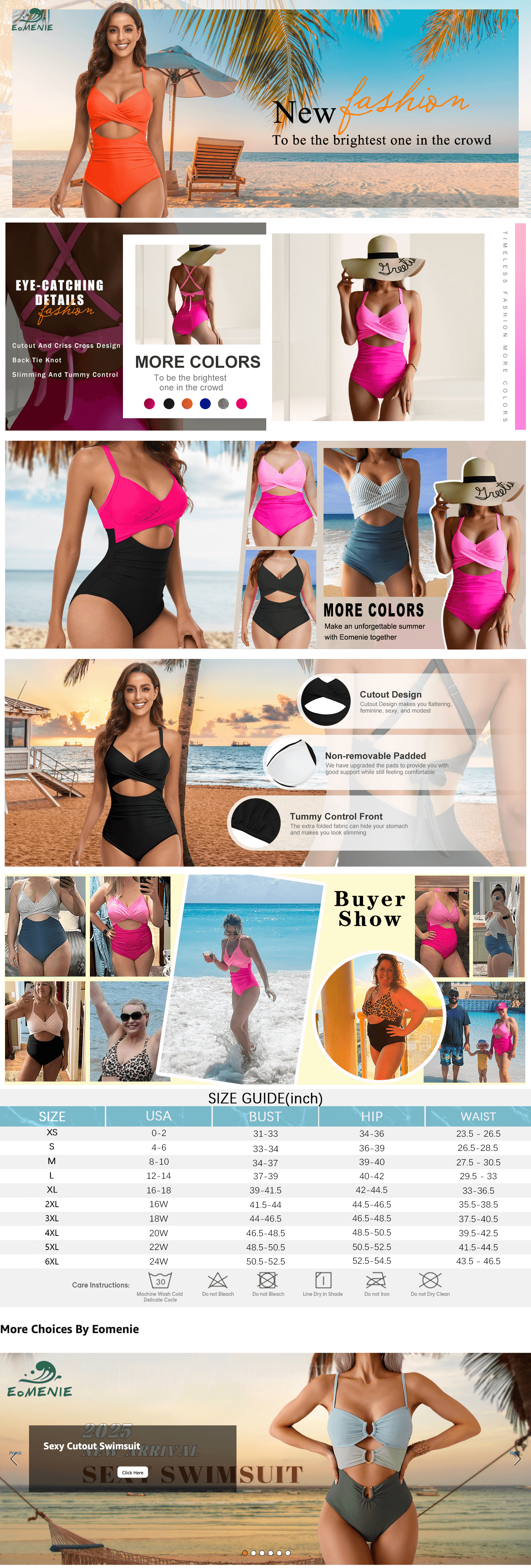 Eomenie Women's One Piece Swimsuits Tummy Control Cutout High Waisted Bathing Suit Wrap…: A+ Premium