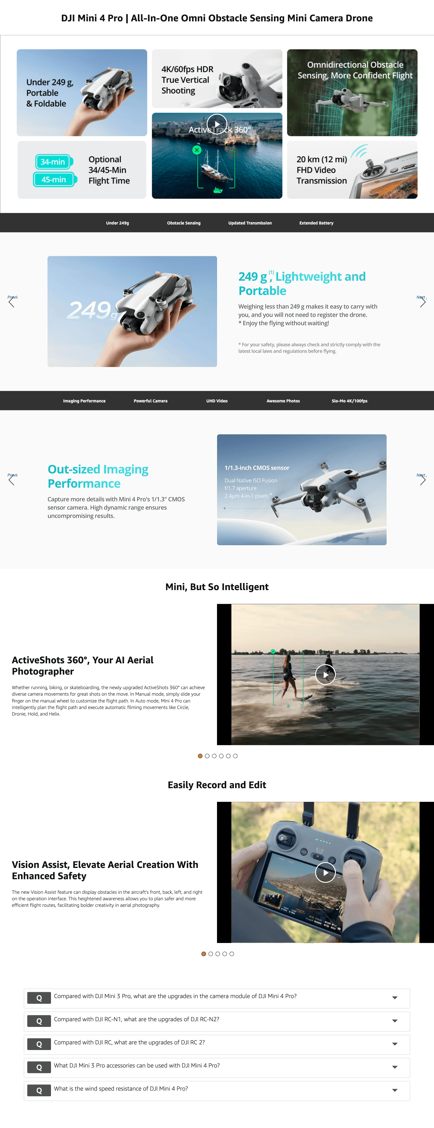 Amazon.com: DJI Mini 4 Pro Fly More Combo Plus with DJI RC 2 (Screen Remote Controller): A+ Premium