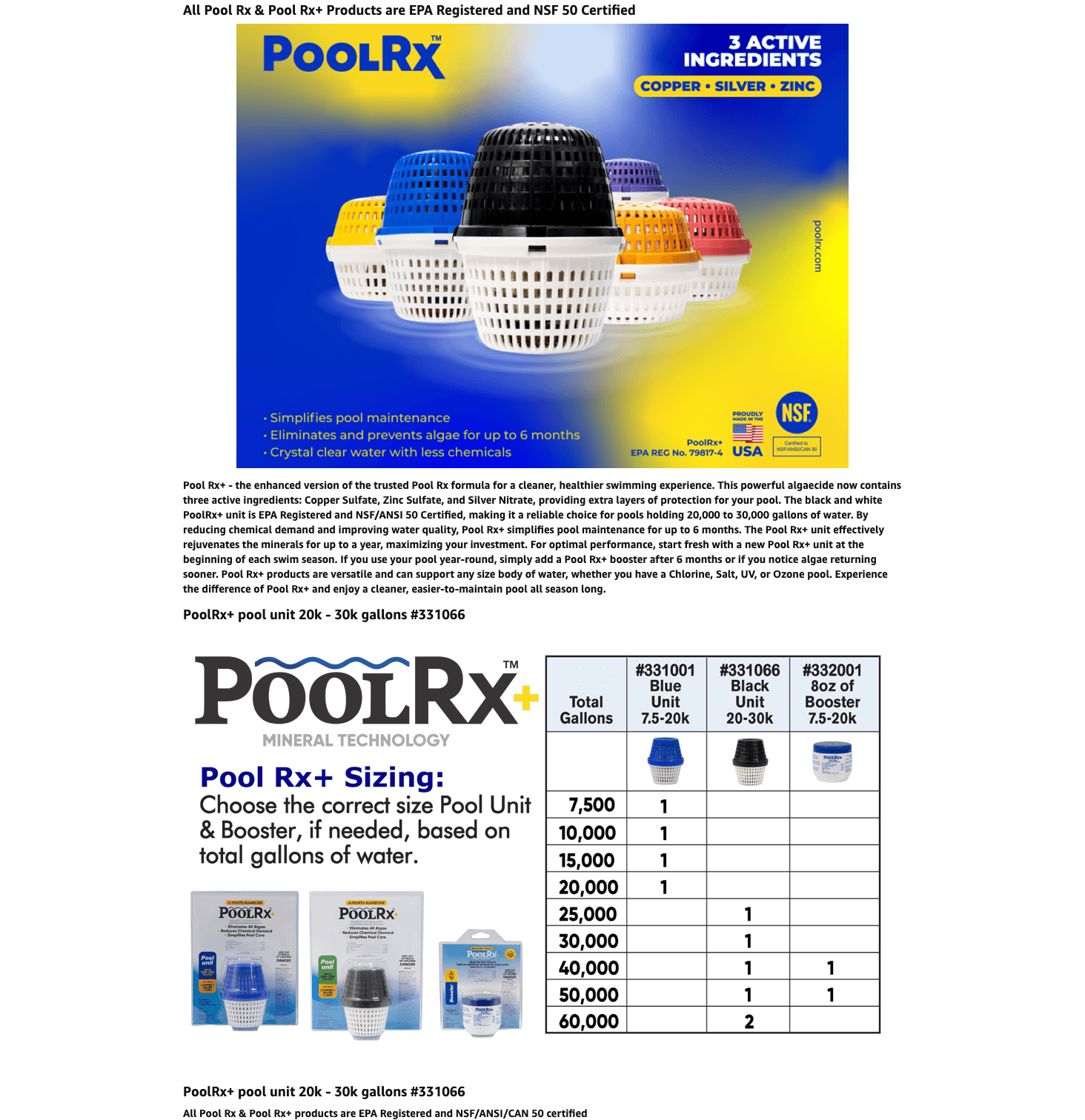 Amazon.com : PoolRX+ Pool Unit 20k-30k gallons : Patio: A+ Premium