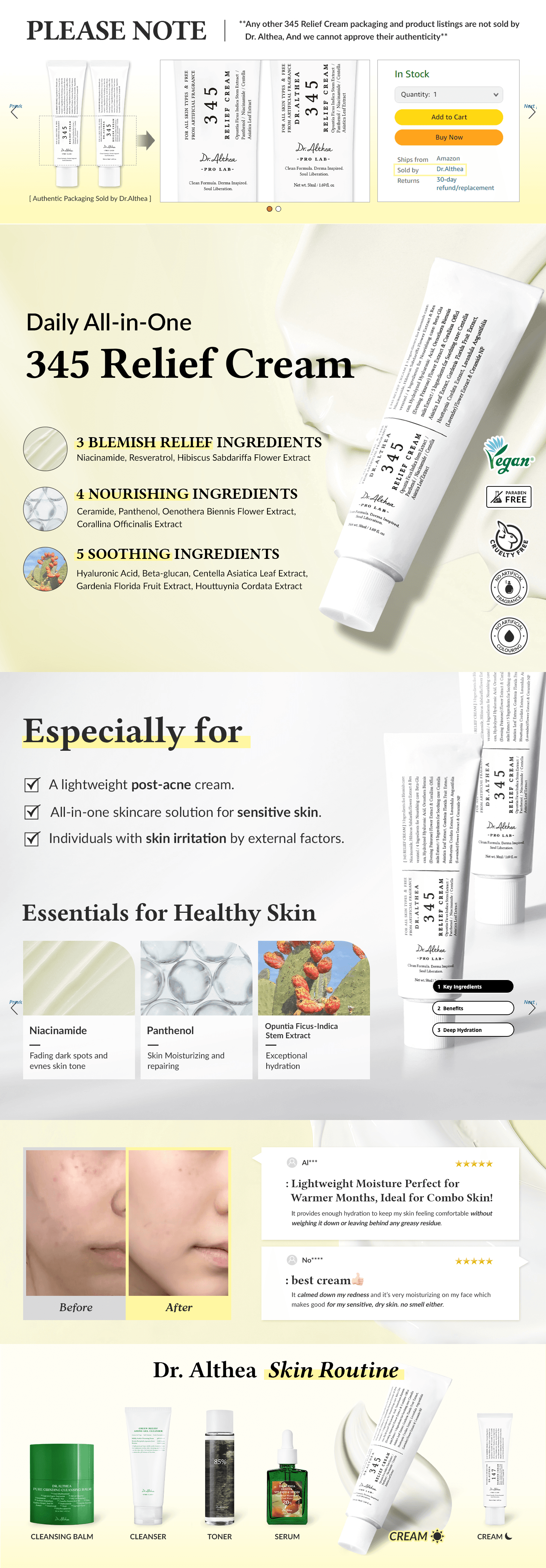 Amazon.com: Dr.Althea 345 Relief Cream: A+ Premium