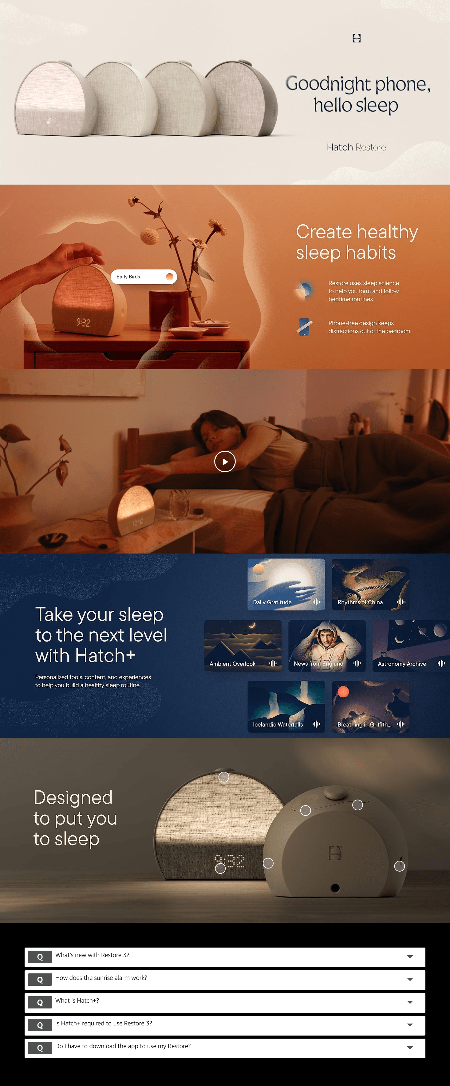 Amazon.com: Hatch Restore 3 Sunrise Alarm Clock: A+ Premium