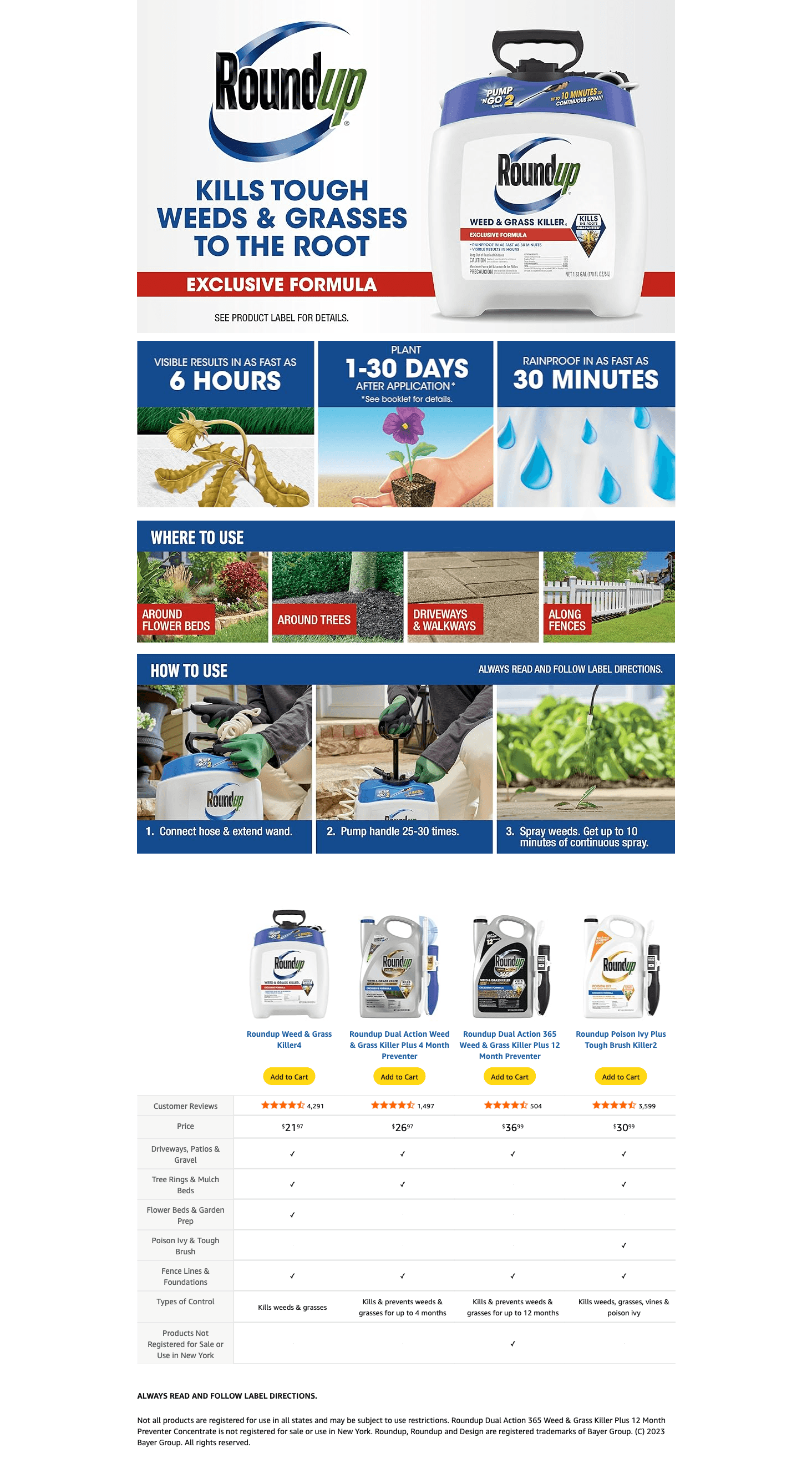 Amazon.com: Roundup Weed and Grass Killer₄ with Pump 'N Go 2 Sprayer: A+ Premium
