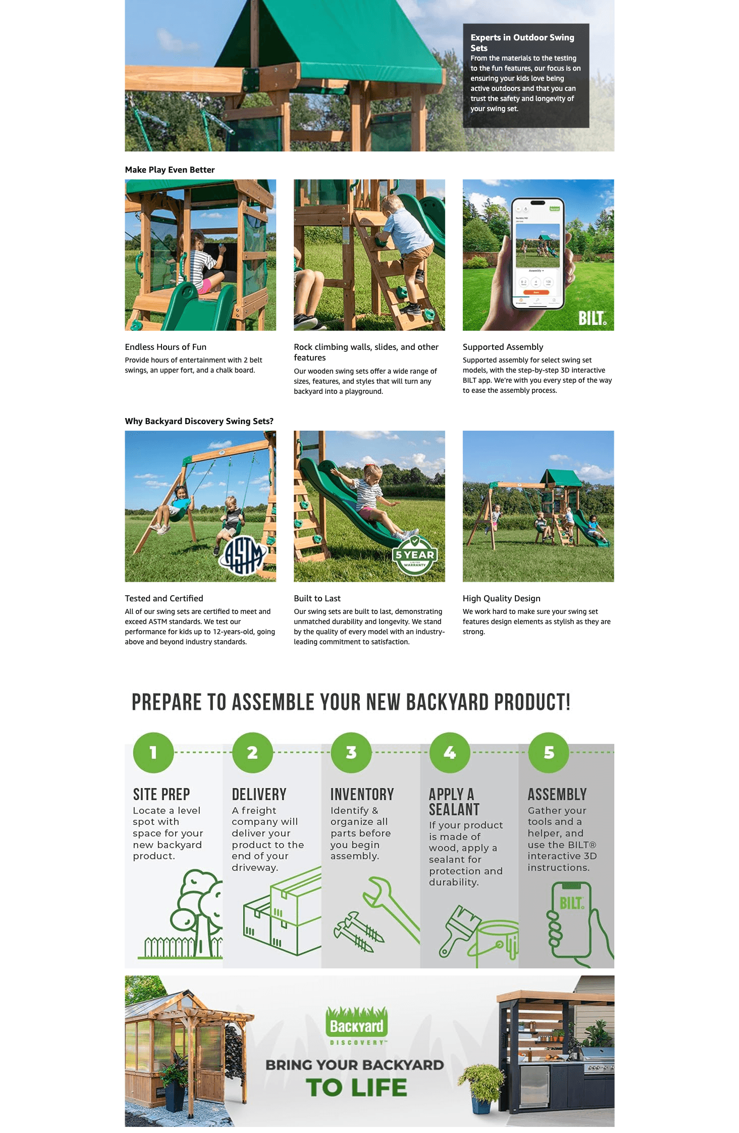 Amazon.com: Backyard Discovery Buckley Hill Cedar Wood Swing Set with Wave Slide: A+ Premium