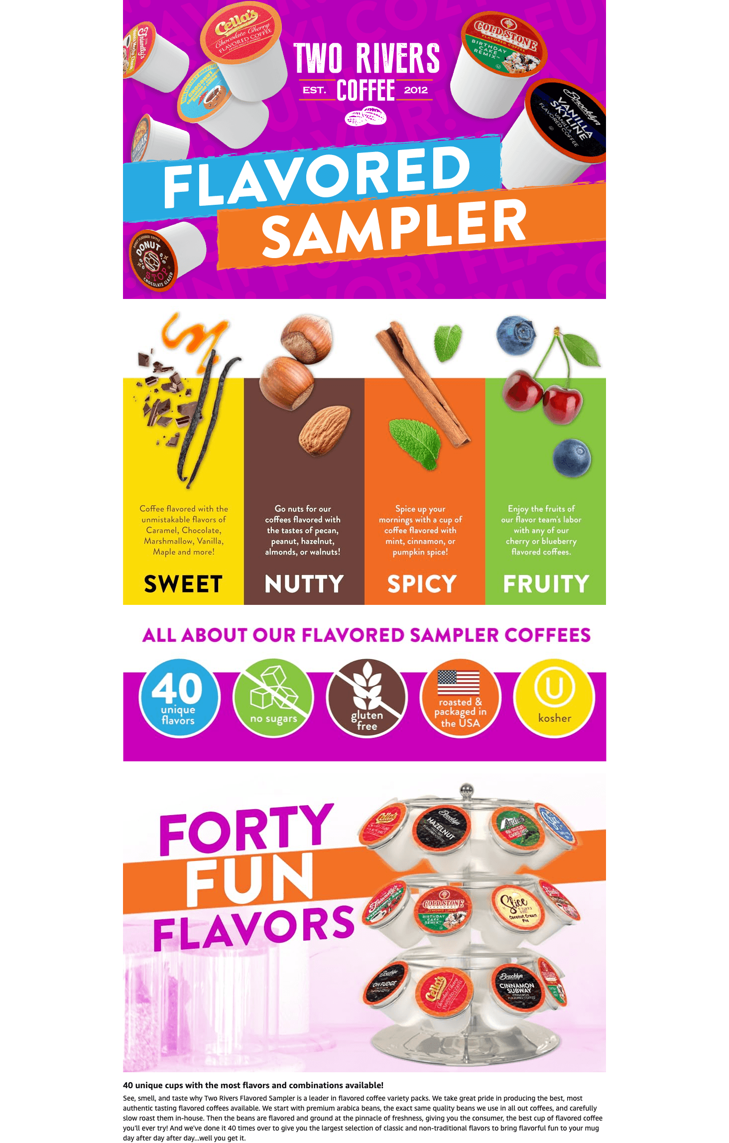 A+ Premium for Amazon.com: Two Rivers Coffee Flavored Coffee Pods Compatible with Keurig K Cup Brewers