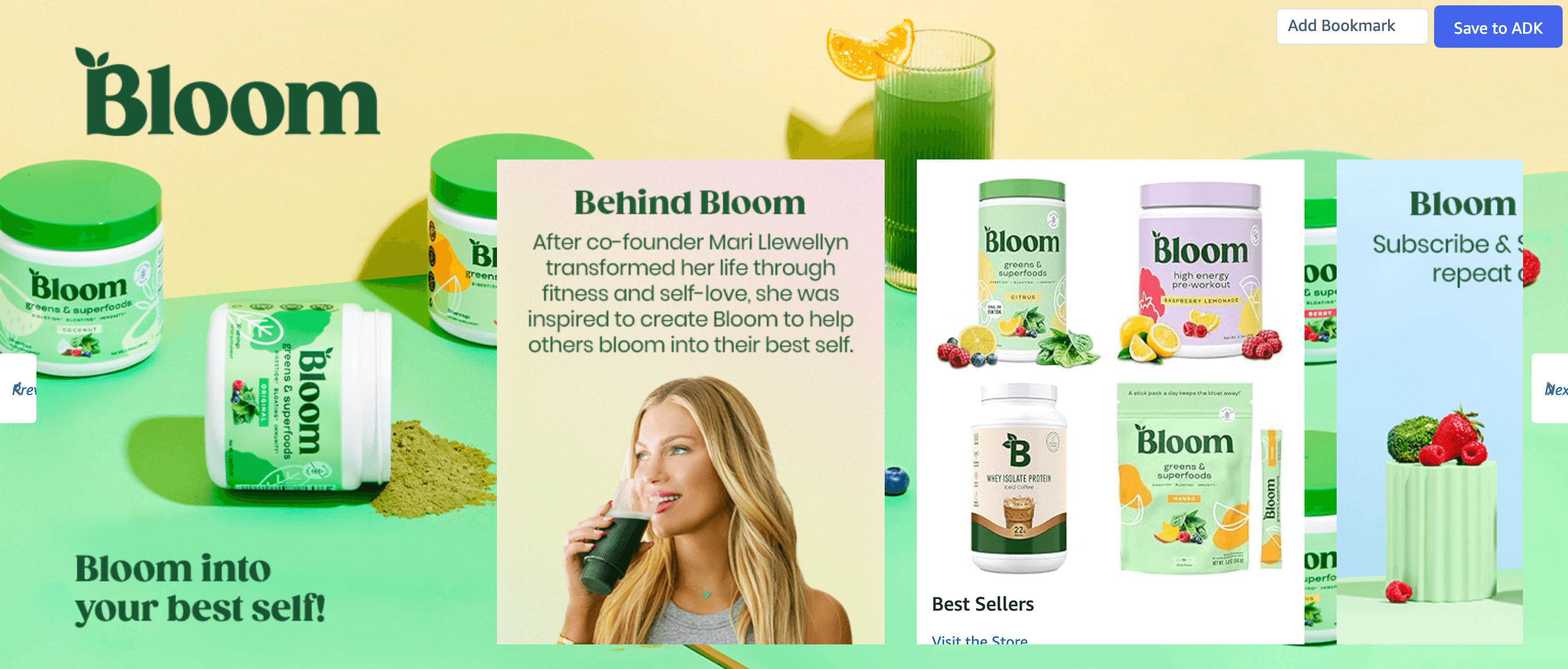 Brand Stories for Amazon.com: Bloom Nutrition Sparkling Energy Drink