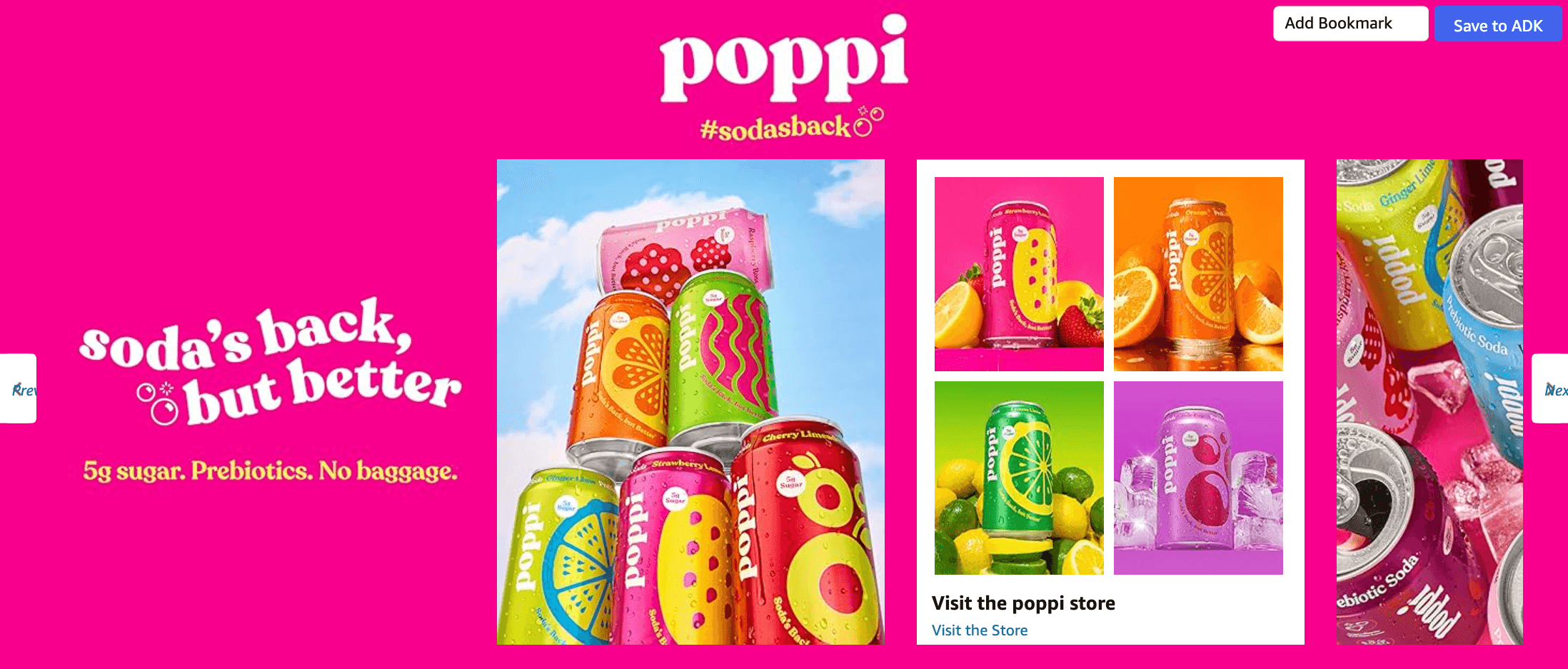 Brand Stories for Amazon.com : Poppi Sparkling Prebiotic Soda Beverage with Apple Cider Vinegar