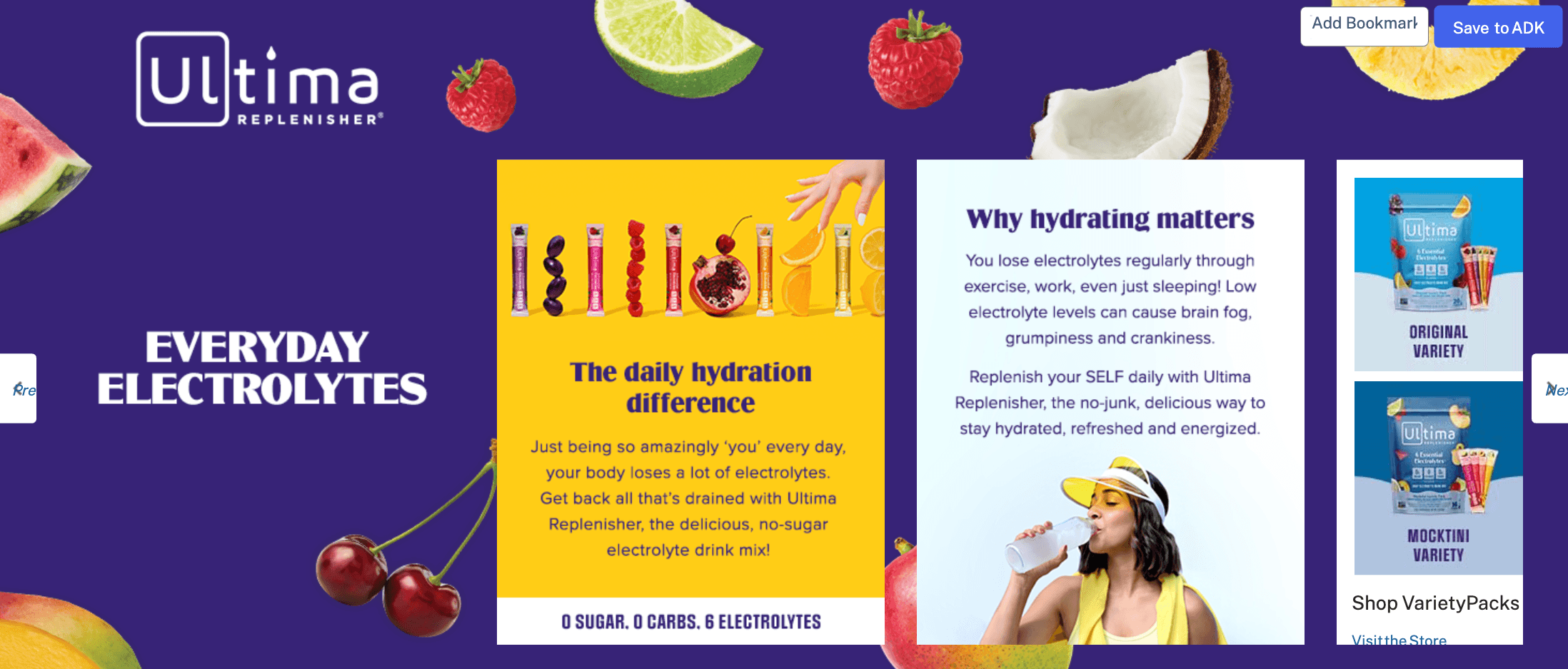 Brand Stories for Amazon.com: Ultima Replenisher Daily Electrolyte Powder Drink Mix