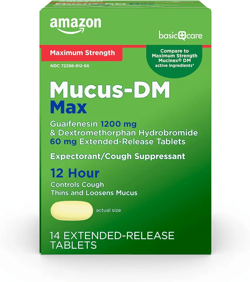 Amazon Basic Care Maximum Strength Mucus DM: Hero Images