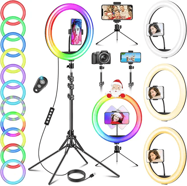 11.5'' Ring Light with Tripod Stand & Phone Holder Tall: Hero Images