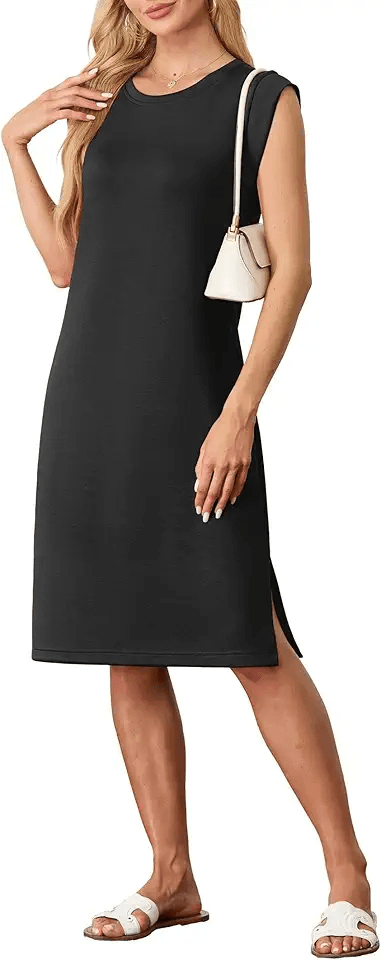 GRECERELLE Womens Summer Midi Dress 2025 Casual Crew Neck Shirt Dresses Elegant…: Hero Images