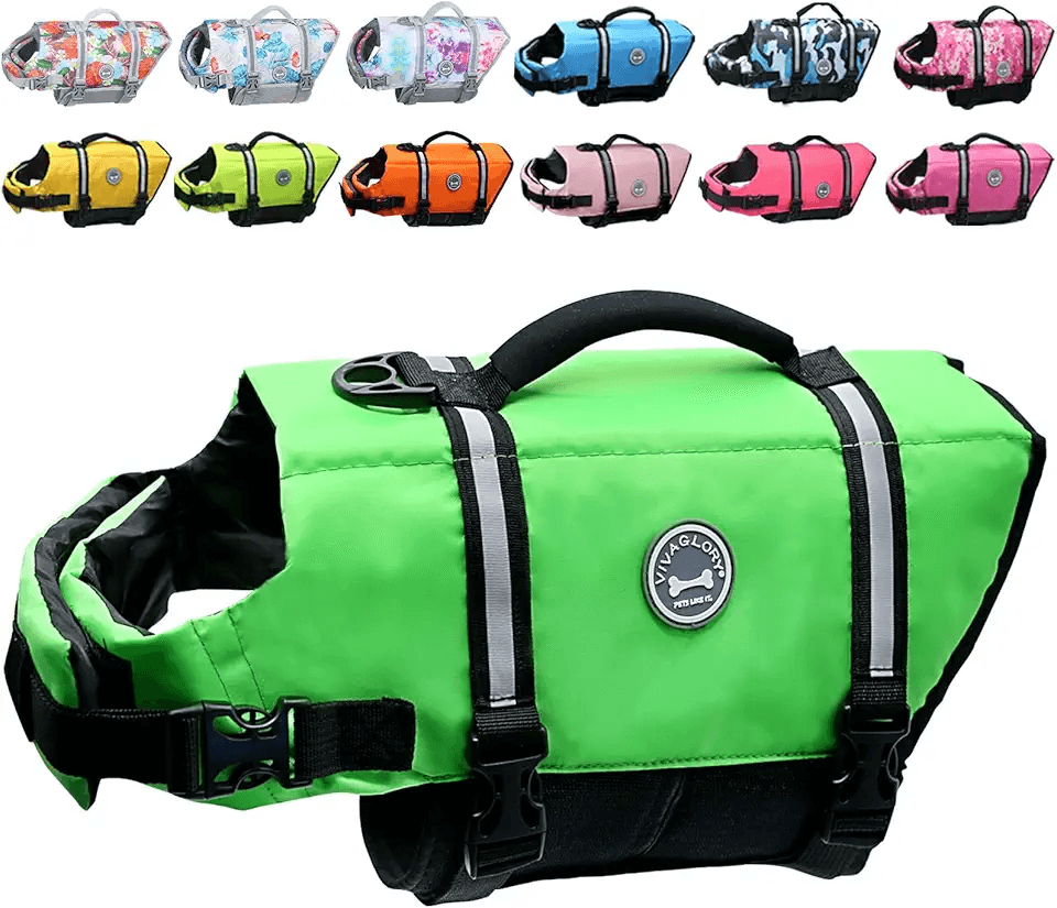 VIVAGLORY Ripstop Dog Life Jacket Water Safety Vest for Small Medium Large Dogs Boating: Hero Images