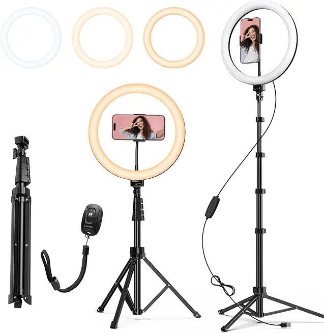 ATUMTEK 12" Selfie Ring Light with 63" Extendable Tripod Stand: Hero Images