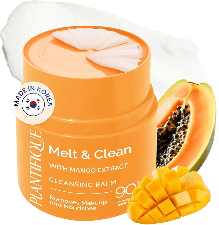 PLANTIFIQUE Korean Cleansing Balm Makeup Remover with Mango & Papaya Extracts: Hero Images