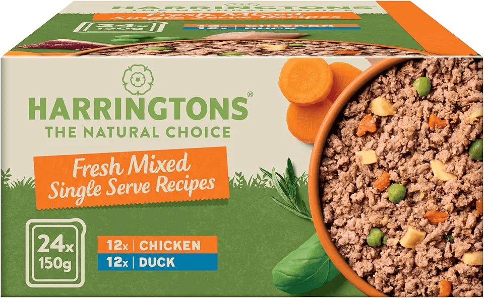 Harringtons Complete Wet Tray Grain Free Hypoallergenic Adult Dog Food Mixed Pack 24x150g: Hero Images