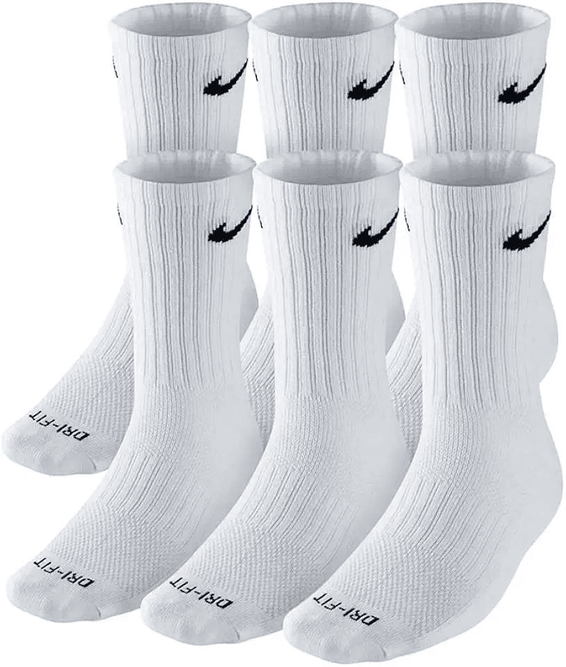 NIKE Dri-FIT Cushion Crew Training Socks (6 Pair) White With Traditional Black Swoosh…: Hero Images