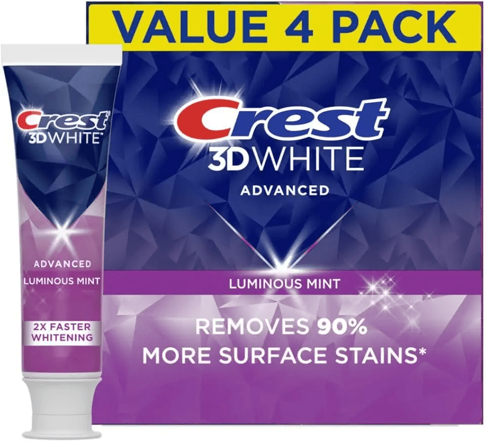 Crest 3D White Advanced Luminous Mint Teeth Whitening Toothpaste: Hero Images