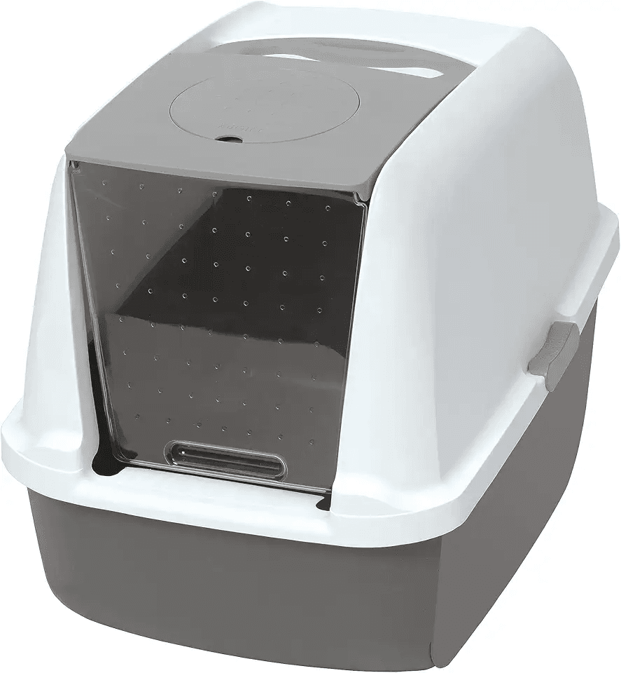 Catit Large Hooded Grey Litter Box with Airsift Filter System: Hero Images