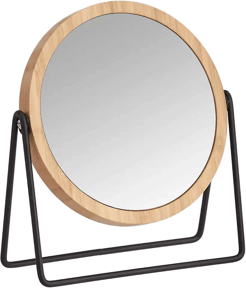 Amazon Basics Round Tabletop Mount Dressing Table Mirror with Silver and Bamboo…: Hero Images