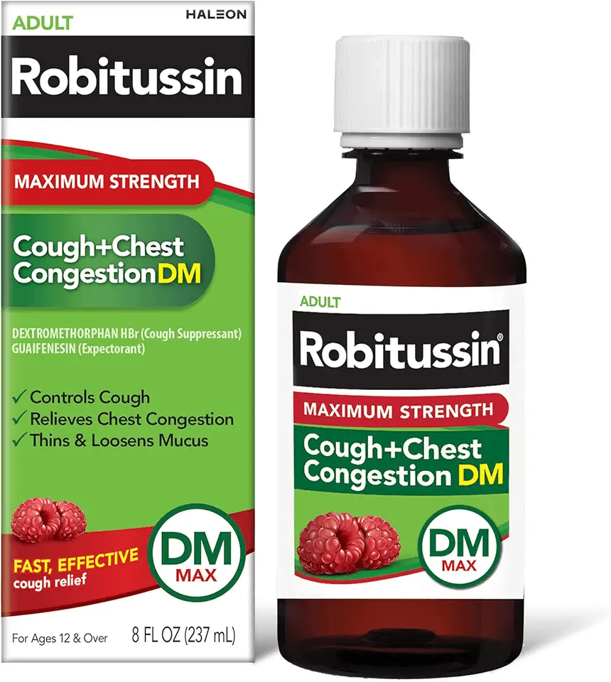 Robitussin Adult Maximum Strength Cough + Chest Congestion DM Max (8 fl. oz. Bottle): Hero Images