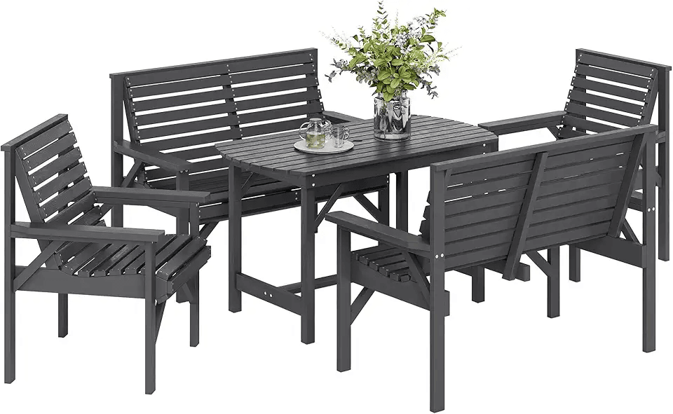 Outsunny 5 Piece Wooden Garden Dining Set for 6: Hero Images
