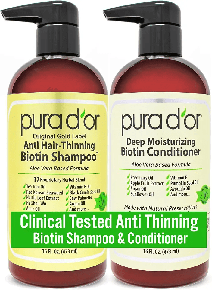 PURA D'OR Anti-Thinning Biotin Shampoo & Deep Moisturizing Conditioner Original Gold…: Hero Images