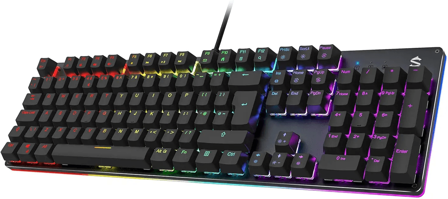 Black Shark RGB Mechanical Gaming Keyboard 105 Keys UK Layout Wired Keyboard with Blue…: Hero Images