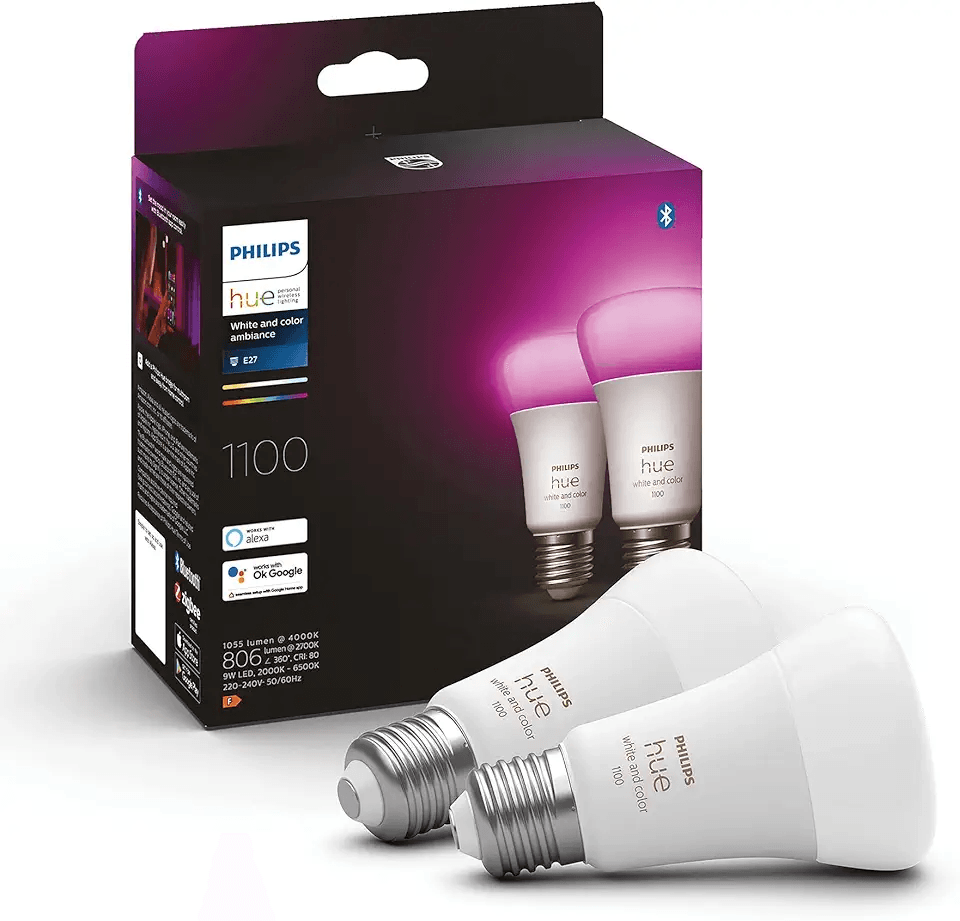 Philips Hue White and Colour Ambiance Smart Light Bulb 2 Pack 75W: Hero Images