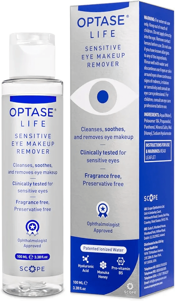 Optase Life Sensitive Eye Makeup Remover: Hero Images
