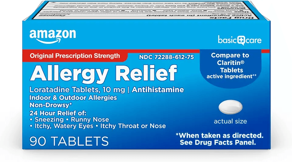 Amazon Basic Care Allergy Relief Loratadine Tablets 10 mg: Hero Images