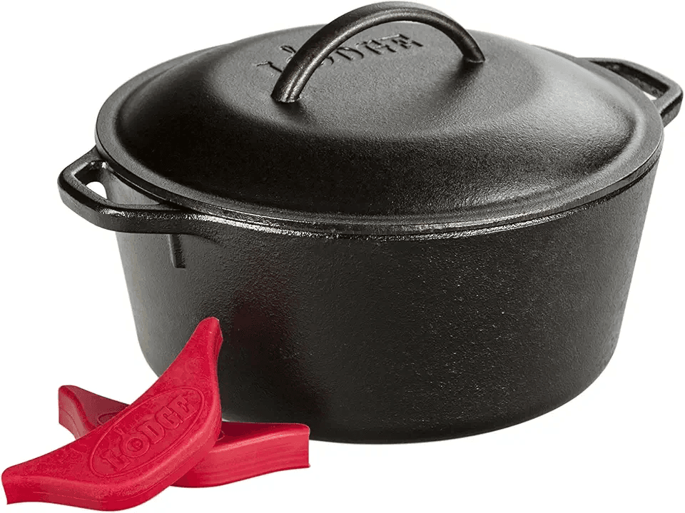 Lodge L8DOL3HH41PLT Cast Iron Dutch Oven with Handle Holders: Hero Images