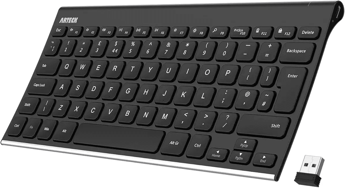 Arteck 2.4G Wireless Keyboard Stainless Steel Ultra Slim Full Size Keyboard for…: Hero Images