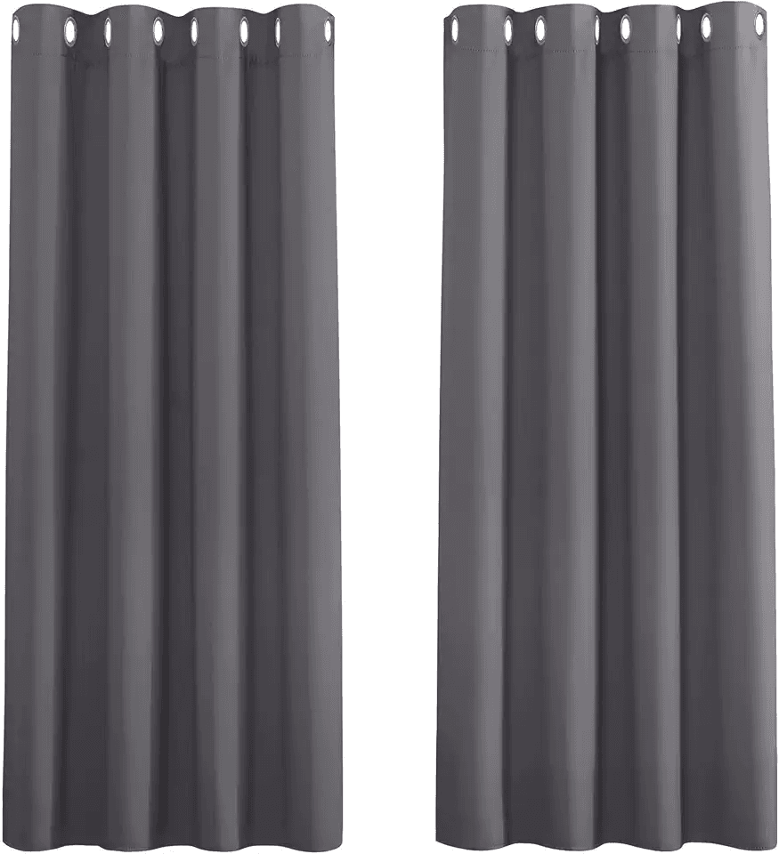PONY DANCE Grey Blackout Thermal Insulated Curtains for Bedroom: Hero Images